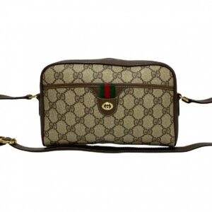 GUCCI Shoulder Bag leather Brown GG logo Pattern Sherry line | AlmaBagz