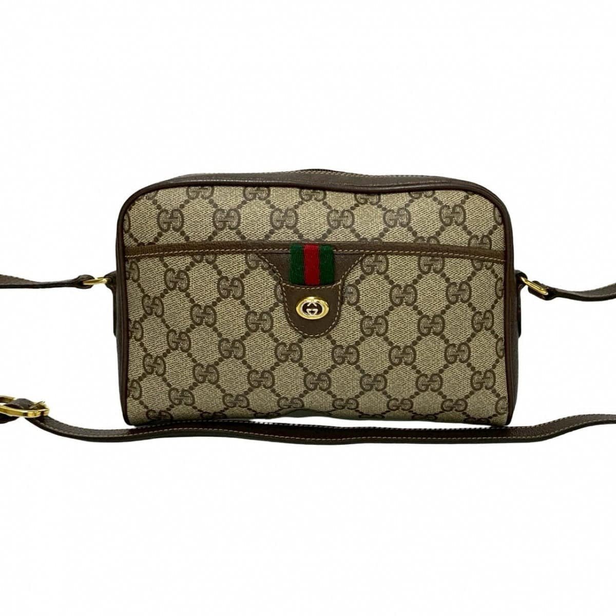 GUCCI Shoulder Bag leather Brown GG logo Pattern Sherry line | AlmaBagz
