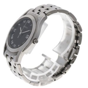 GUCCI Watches Quartz 5500M Stainless Steel , Stainless Steel Silver Round face black dial mens Used | AlmaBagz