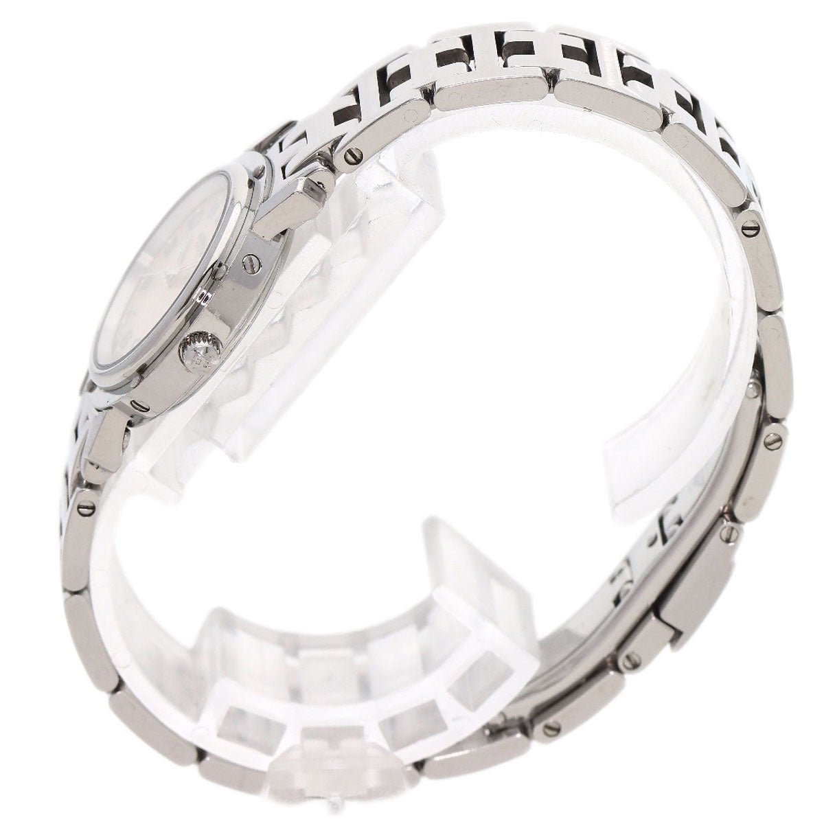 HERMES Watches Quartz CL4.210 Stainless Steel , Stainless Steel Silver Clipper Nacle New Buckle Pink shell dial Women Used | AlmaBagz