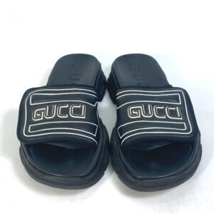 GUCCI Sandals 574985 rubber black Shoes shoes logo No size listed (size sticker missing) | AlmaBagz