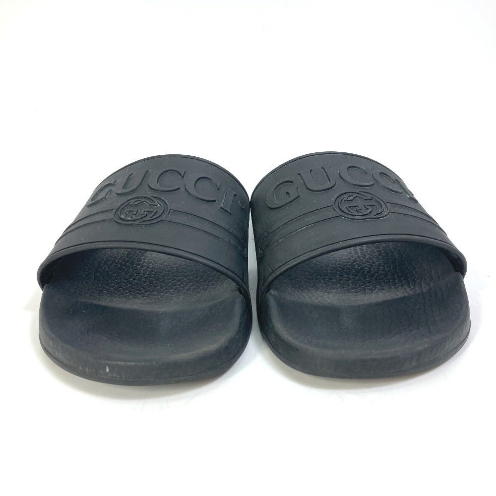 GUCCI Sandals 522887 rubber black logo slide Women 7 Used | AlmaBagz