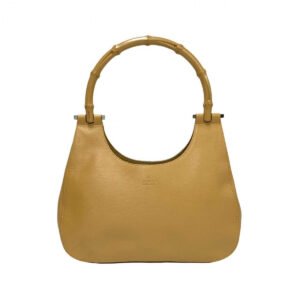 GUCCI Handbag leather beige Bamboo | AlmaBagz