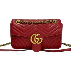 GUCCI Shoulder Bag leather Red GG Marmont | AlmaBagz