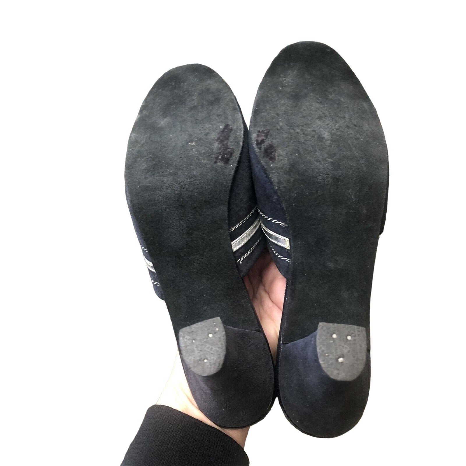 Gucci 1970s- 80s black silk over leather metallic shoes | AlmaBagz - Image 9