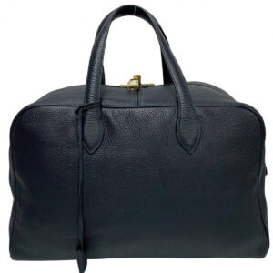 HERMES Boston Duffel bag Taurillon Clemence Navy Victoria 43 | AlmaBagz