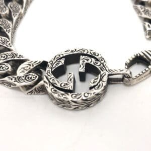 GUCCI bracelet 454285 SV925 Silver Interlocking G mens Used | AlmaBagz