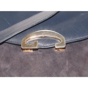 Gucci Jackie W Leather And G Logo Clasp Blue Suede Shoulder Bag | AlmaBagz