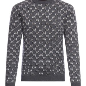 Gucci Men Wool Jacquard Sweater With Gg Shadow | AlmaBagz