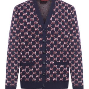 Gucci Men Gg Jacquard Wool Cardigan | AlmaBagz