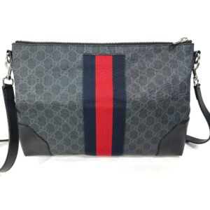 GUCCI Shoulder Bag 474139 PVC / Leather black Crossbody GG Supreme Shelley mens Secondhand | AlmaBagz