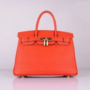 Hermes Birkin 30cm Togo Leather Handbags Bright Orange Golden | AlmaBagz