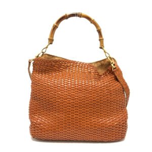 GUCCI Shoulder Bag Bamboo Brown Braided bamboo Women Used | AlmaBagz