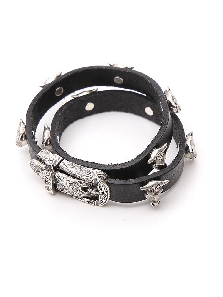 Gucci Anger Forest Double Wrap Leather Bracelet in Black | AlmaBagz - Image 6