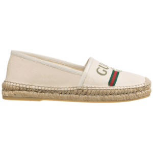 Gucci Printed Canvas Espadrille Flats in White | AlmaBagz