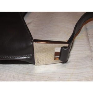 Gucci Vintage Brown Leather With V Top And Strap Shoulder Bag | AlmaBagz