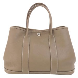 HERMES Handbag Country beige Garden Party TPM Etoupe Etoupe SilverMetal Women Used | AlmaBagz