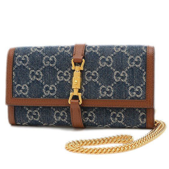 Gucci GG Denim Jackie 1961 Chain Wallet | AlmaBagz