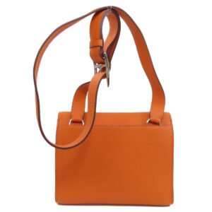 HERMES Shoulder Bag Taurillon Clemence Orange Sac A Depeche 21 Silver Metal Women Used | AlmaBagz
