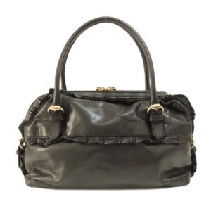 GUCCI Handbag 189848 leather black Frill Women Used | AlmaBagz