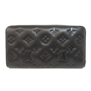 LOUIS VUITTON Long Wallet Purse M81510 Lamb leather black Zippy wallet Women Used | AlmaBagz