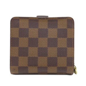 LOUIS VUITTON Bifold Wallet M61668 Damier canvas Brown Compact Zip Damier Ebene Women Used | AlmaBagz