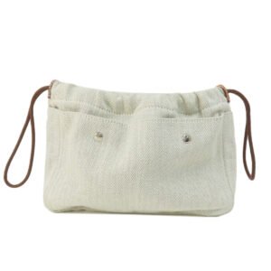 HERMES Cosmetics Pouch Towal chevron beige Foolby 20 Women Used | AlmaBagz