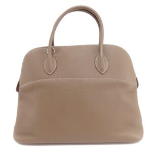 HERMES Handbag Taurillon Clemence Brown Bolide 35 Etoupe SilverMetal Women Used | AlmaBagz