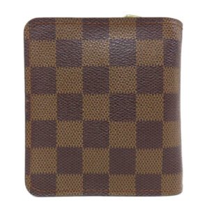 LOUIS VUITTON Bifold Wallet M61668 Damier canvas Brown Compact zip Women Used | AlmaBagz
