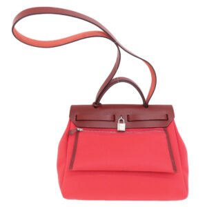 HERMES Handbag Towar Officche Red Herbag Zip PM Red SilverMetal Women Used | AlmaBagz