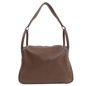 HERMES Handbag Taurillon Clemence Brown Lindy 30 Silver Metal Women Used | AlmaBagz