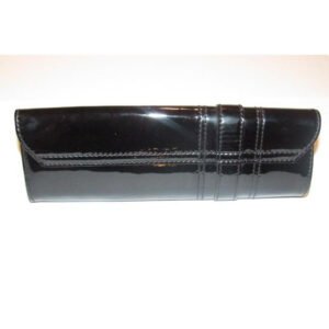 Gucci W Accent Black Patent Leathergold Bow Clutch | AlmaBagz