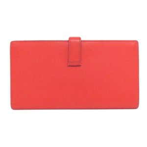 HERMES Long Wallet Purse Epsom Red Bearn Soufflet Gold Metal | AlmaBagz