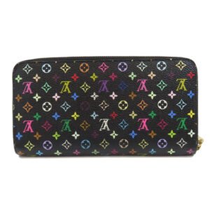 LOUIS VUITTON Long Wallet Purse M60244 Monogram multicolor black Zippy wallet Women Used | AlmaBagz