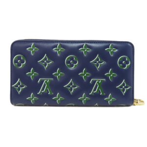 LOUIS VUITTON Long Wallet Purse lambskin Navy Zippy wallet Women Used | AlmaBagz
