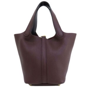 HERMES Handbag Taurillon Clemence Red Picotin Lock PM Gold Metal | AlmaBagz