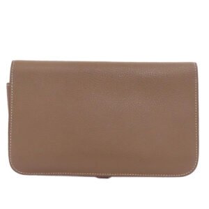 HERMES Long Wallet Purse Togo beige Dogon GM Etop Silver Metal | AlmaBagz
