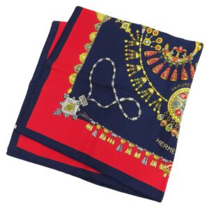 HERMES scarf silk Navy Carre90 Women Used | AlmaBagz