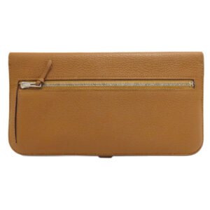HERMES Long Wallet Purse Taurillon Clemence Brown Dogon Long SilverMetal | AlmaBagz