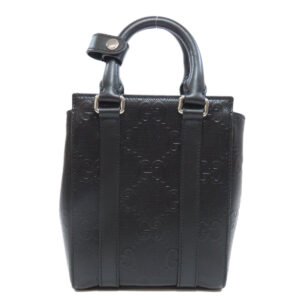 GUCCI Handbag 696010 Calfskin black GG embossed 2WAY Women Used | AlmaBagz