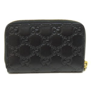 GUCCI Card Case 447939 leather black GG Shima Women Used | AlmaBagz
