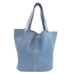 HERMES Handbag Taurillon Clemence blue Picotin Lock MM SilverMetal | AlmaBagz