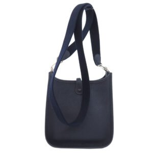 HERMES Shoulder Bag Taurillon Clemence Navy Evelyn TPM SilverMetal Women Used | AlmaBagz