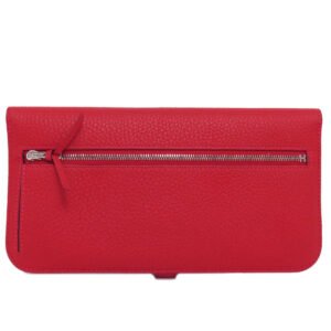 HERMES Long Wallet Purse Togo Red Dogon Long SilverMetal | AlmaBagz