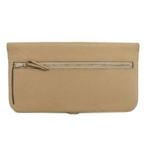 HERMES Long Wallet Purse Taurillon Clemence beige Dogon Long SilverMetal | AlmaBagz