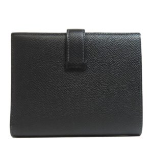 HERMES Bifold Wallet Epsom black Bearn Compact SilverMetal | AlmaBagz