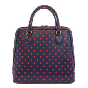 GUCCI Handbag 620850 leather Navy Horsebit Dot Pattern 2WAY Women Used | AlmaBagz