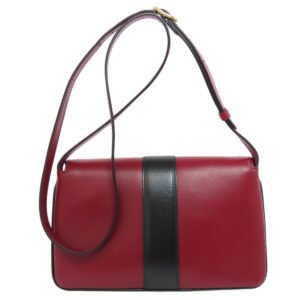 GUCCI Shoulder Bag 550129 Calfskin Red Ally GG Marmont Women Used | AlmaBagz