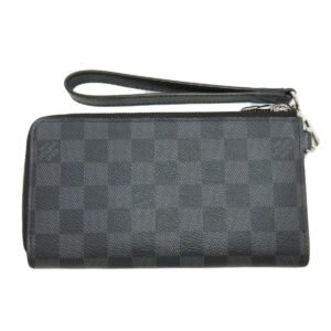 LOUIS VUITTON Long Wallet Purse N60379 Damier canvas gray Zippy Dragonne mens Used | AlmaBagz