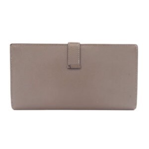 HERMES Long Wallet Purse Epsom gray Bearn Soufflet Ethan Gold Metal | AlmaBagz